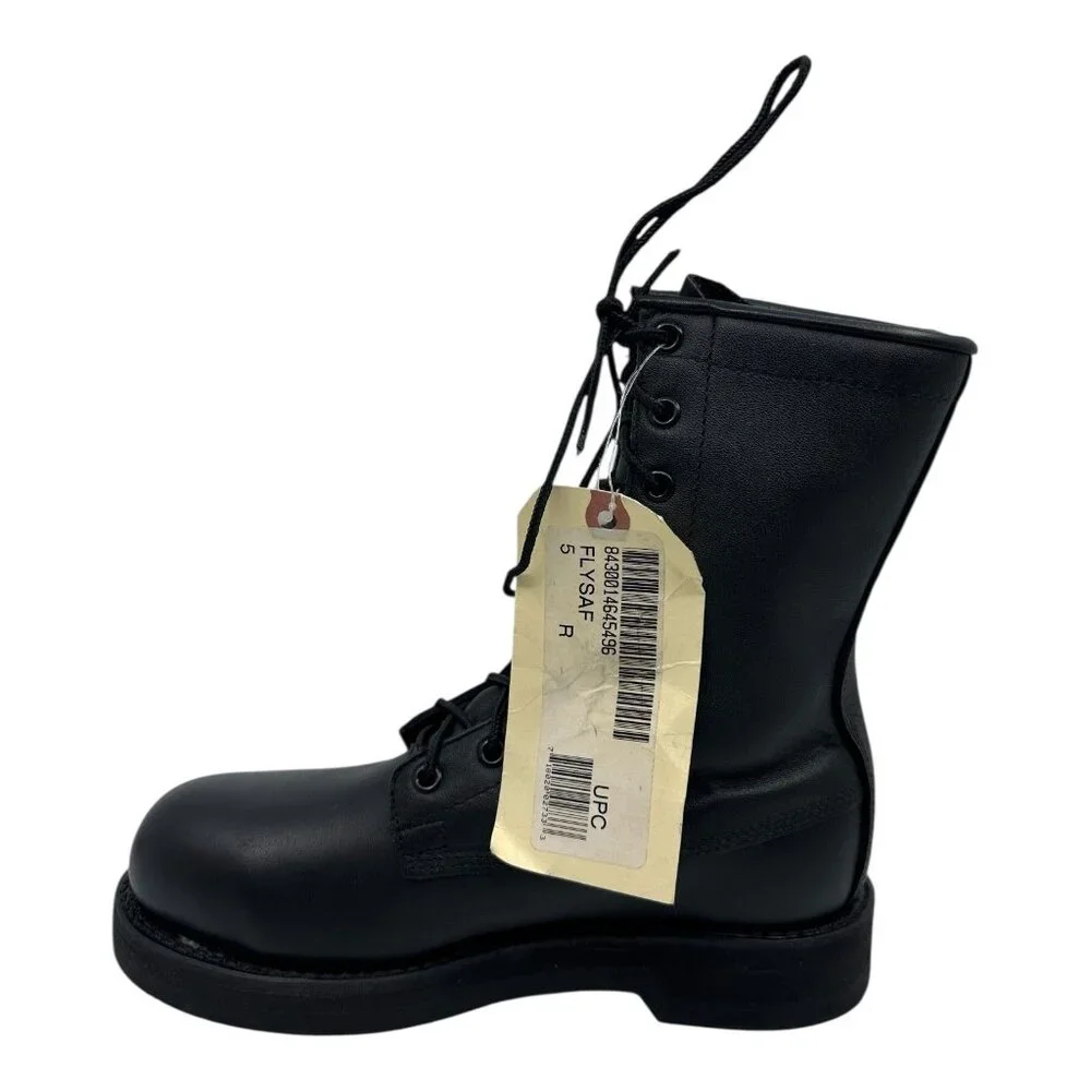 Vtg Addison Military Men Black Sz 5 Boots 581032 USA New Punk‎ Grunge Police Tag